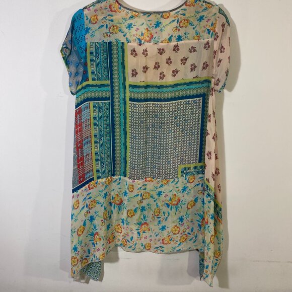 Johnny Was - Flowy Boho Cupra Rayon Trapeze Tunic Top - Semi-Sheer - Picture 3 of 5